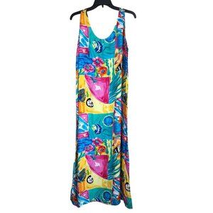 Bindi Hawaiian Maxi Dress Sz M/L Rayon Made In The USA‎ Sleeveless Tropical